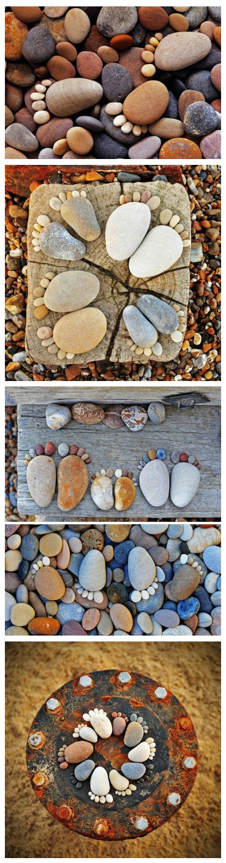 Diy stone & pebble feet figurines
